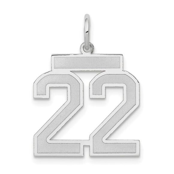 14k White Gold Jersey Collection Medium Number 22 Pendant